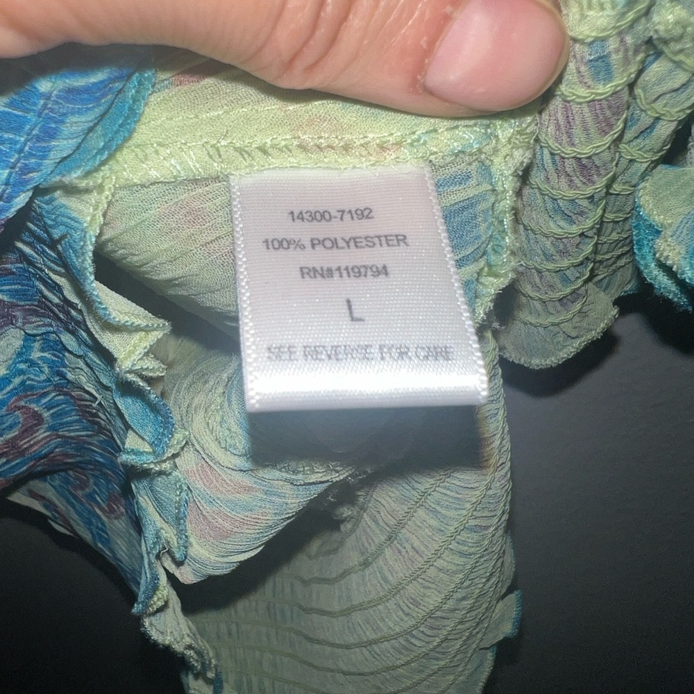 ONE WORLD Multi-Color Sheer Ruffle Boho Blouse - Picture 5 of 8
